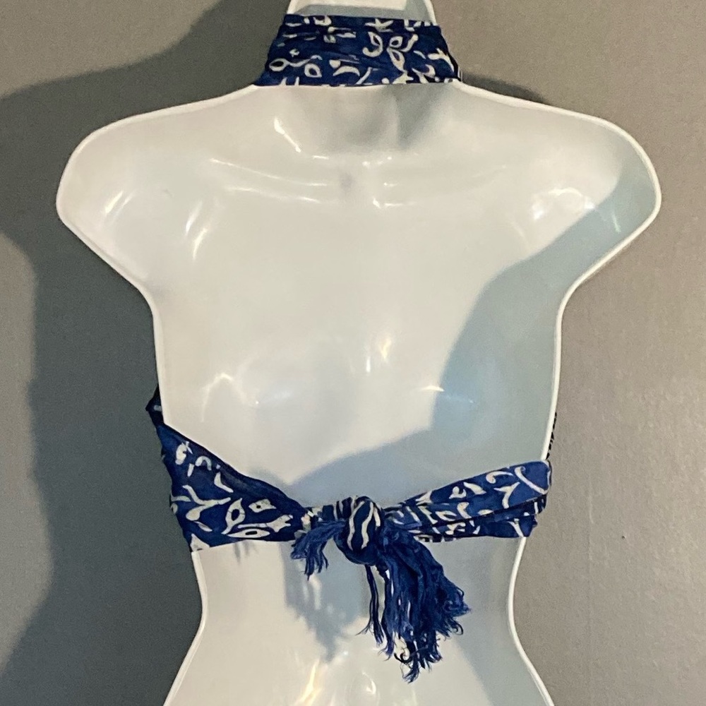 Mini blue batik sarong scarf - Picture 5 of 5